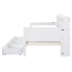 Letto a giorno matrimoniale/full size con 3 cassetti, porte USB e scrivania - ModernLuxe