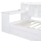 Letto a giorno matrimoniale/full size con 3 cassetti, porte USB e scrivania - ModernLuxe