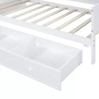 Letto a giorno matrimoniale/full size con 3 cassetti, porte USB e scrivania - ModernLuxe