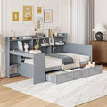Twin/Full Size Daybed with 3 Drawers, USB Ports and Desk - ModernLuxe
