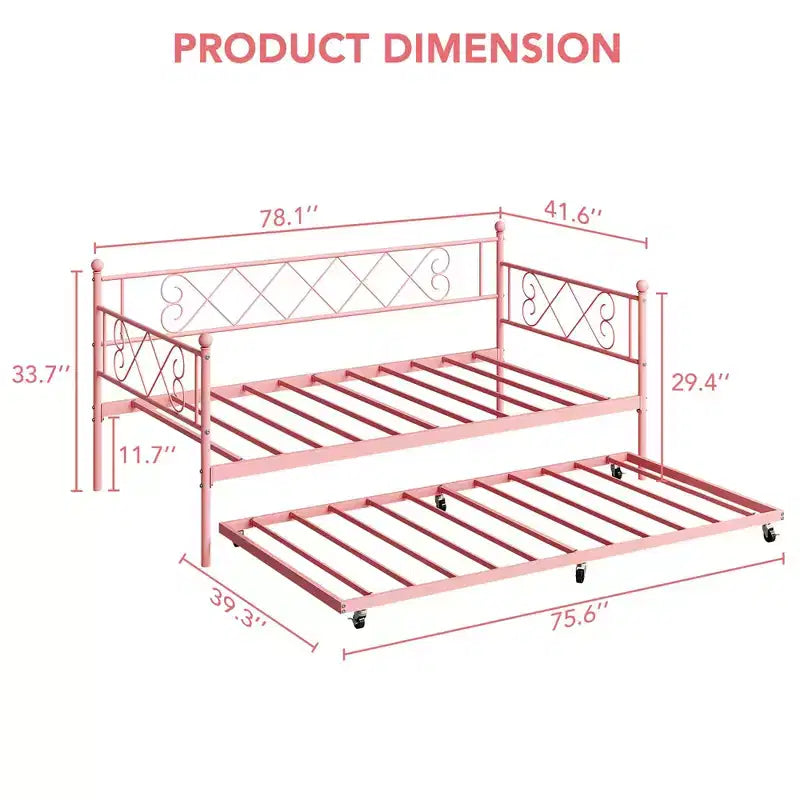 Struttura Divano Letto Singolo, Base Materasso con Robuste Doghe in Metallo, Piattaforma Letto con Testiera per Camera da Letto, Soggiorno e Camera degli Ospiti