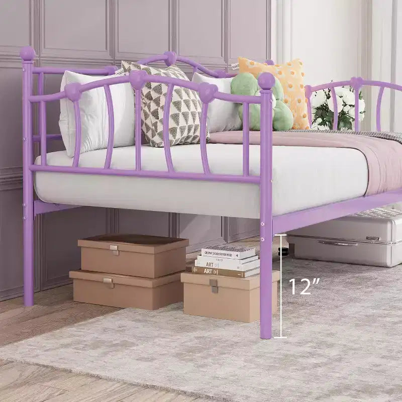 COZONY Struttura per Divano Letto Singolo, con Testiera, Doghe in Acciaio Resistente, 12 Spazi di Archiviazione, Nessuna Rete a Molle