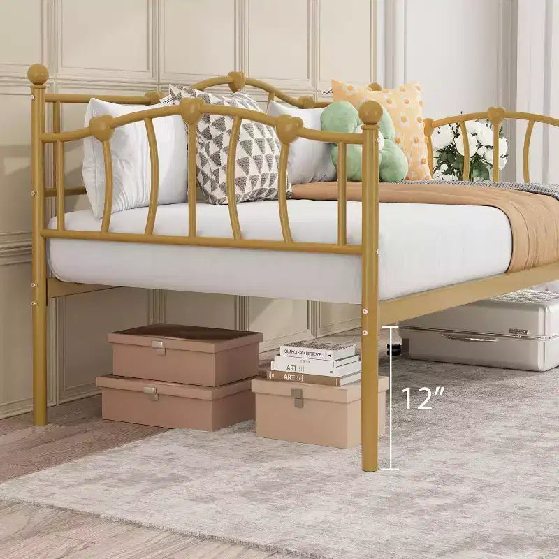 COZONY Struttura per Divano Letto Singolo, con Testiera, Doghe in Acciaio Resistente, 12 Spazi di Archiviazione, Nessuna Rete a Molle