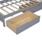 Divano Letto con Libreria a L e 2 Cassetti, Letto di Giorno in Legno con Ripiani Contenitore e Porte di Ricarica USB