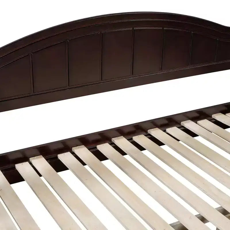 Divano Letto in Legno con Letto Estraibile e 2 Cassetti Contenitori, Divano Letto Estensibile da Singolo a Matrimoniale, Elegante Struttura Letto a Divano per Soggiorno Camera da Letto