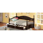 Divano Letto in Legno con Letto Estraibile e 2 Cassetti Contenitori, Divano Letto Estensibile da Singolo a Matrimoniale, Elegante Struttura Letto a Divano per Soggiorno Camera da Letto