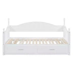 Divano Letto in Legno con Letto Estraibile e 2 Cassetti Contenitori, Divano Letto Estensibile da Singolo a Matrimoniale, Elegante Struttura Letto a Divano per Soggiorno Camera da Letto