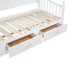 Divano Letto in Legno con Letto Estraibile e 2 Cassetti Contenitori, Divano Letto Estensibile da Singolo a Matrimoniale, Elegante Struttura Letto a Divano per Soggiorno Camera da Letto