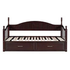Divano Letto in Legno con Letto Estraibile e 2 Cassetti Contenitori, Divano Letto Estensibile da Singolo a Matrimoniale, Elegante Struttura Letto a Divano per Soggiorno Camera da Letto
