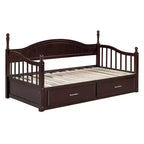 Divano Letto in Legno con Letto Estraibile e 2 Cassetti Contenitori, Divano Letto Estensibile da Singolo a Matrimoniale, Elegante Struttura Letto a Divano per Soggiorno Camera da Letto