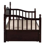 Divano Letto in Legno con Letto Estraibile e 2 Cassetti Contenitori, Divano Letto Estensibile da Singolo a Matrimoniale, Elegante Struttura Letto a Divano per Soggiorno Camera da Letto