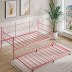Sedie Pieghevoli Confezione da 2 - Base Materasso a Doghe in Metallo Resistente, Nessuna Molla Richiesta, Facile Montaggio, Elegante Testiera, Letto a Giorno Singolo con Letto Estraibile.