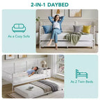 Sedie Pieghevoli Confezione da 2 - Base Materasso a Doghe in Metallo Resistente, Nessuna Molla Richiesta, Facile Montaggio, Elegante Testiera, Letto a Giorno Singolo con Letto Estraibile.