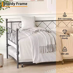 Sedie Pieghevoli Confezione da 2 - Base Materasso a Doghe in Metallo Resistente, Nessuna Molla Richiesta, Facile Montaggio, Elegante Testiera, Letto a Giorno Singolo con Letto Estraibile.