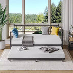Sedie Pieghevoli Confezione da 2 - Base Materasso a Doghe in Metallo Resistente, Nessuna Molla Richiesta, Facile Montaggio, Elegante Testiera, Letto a Giorno Singolo con Letto Estraibile.