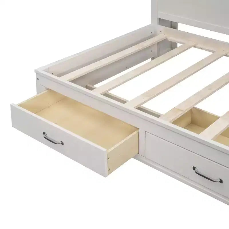 Divano letto con 3 cassetti contenitore, prese e porte USB, struttura in legno con pannello superiore imbottito per camera da letto e camera degli ospiti, bianco