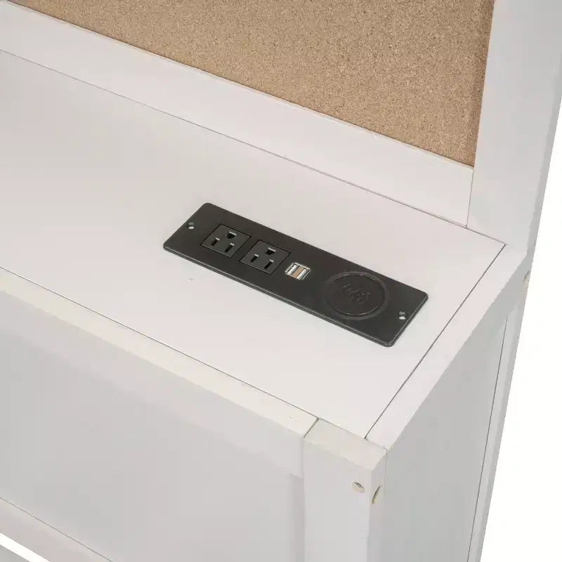 Divano letto con 3 cassetti contenitore, prese e porte USB, struttura in legno con pannello superiore imbottito per camera da letto e camera degli ospiti, bianco