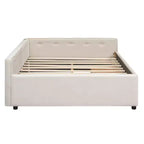 Divano letto imbottito con cassetti portaoggetti, telaio letto a divano angolare a L con ricarica USB per adolescenti e adulti, beige