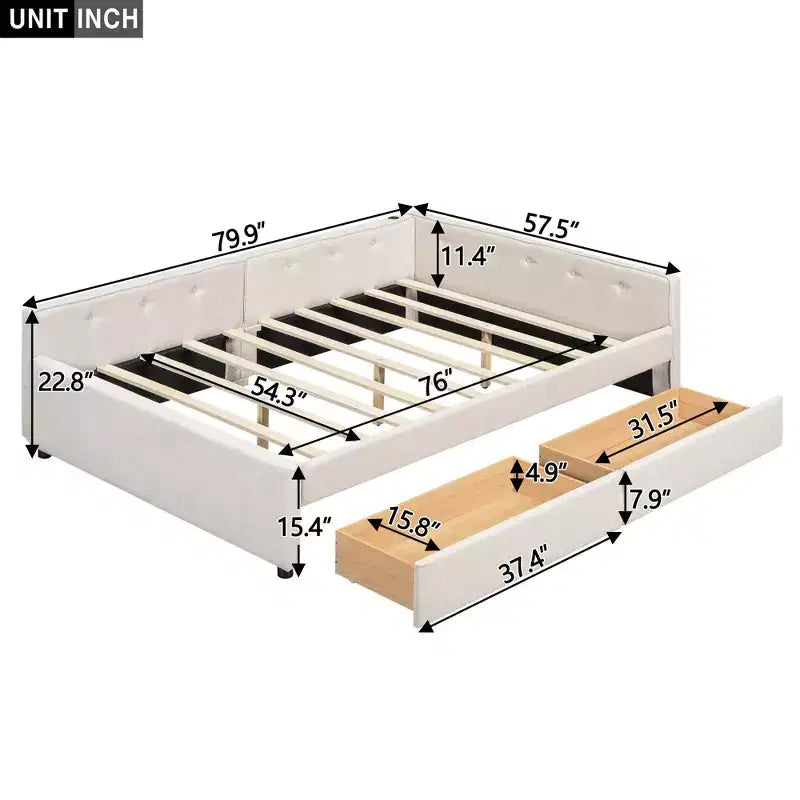 Divano letto imbottito con cassetti portaoggetti, telaio letto a divano angolare a L con ricarica USB per adolescenti e adulti, beige