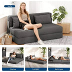 Divano letto e poltrona letto pieghevoli 4 in 1, convertibili per soggiorno, camera da letto, camera degli ospiti, grigio scuro