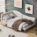 Twin/Full Upholstered Daybed, Linen Fabric Sofa Bed with Headboard and Armrest for Living Room