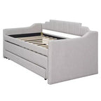 Daybed Imbottito a Una Piazza con Letto Estraibile e 3 Cassetti, Struttura Letto a Giorno in Legno con Contenitore per Camera da Letto