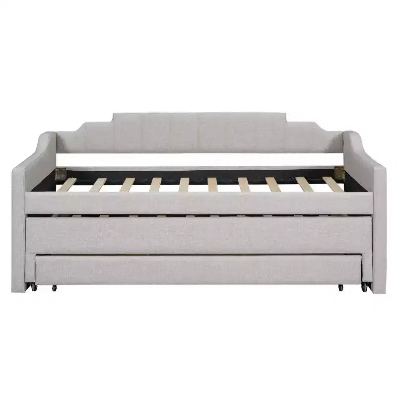 Daybed Imbottito a Una Piazza con Letto Estraibile e 3 Cassetti, Struttura Letto a Giorno in Legno con Contenitore per Camera da Letto