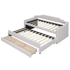 Daybed Imbottito a Una Piazza con Letto Estraibile e 3 Cassetti, Struttura Letto a Giorno in Legno con Contenitore per Camera da Letto