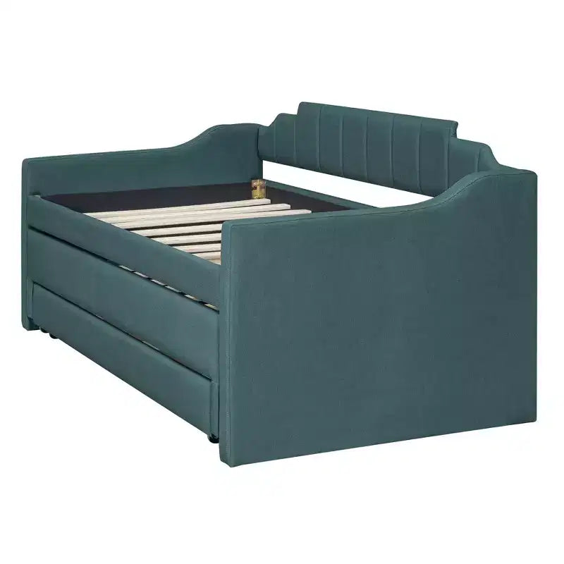 Daybed Imbottito a Una Piazza con Letto Estraibile e 3 Cassetti, Struttura Letto a Giorno in Legno con Contenitore per Camera da Letto