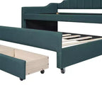 Daybed Imbottito a Una Piazza con Letto Estraibile e 3 Cassetti, Struttura Letto a Giorno in Legno con Contenitore per Camera da Letto