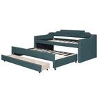 Daybed Imbottito a Una Piazza con Letto Estraibile e 3 Cassetti, Struttura Letto a Giorno in Legno con Contenitore per Camera da Letto