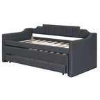 Daybed Imbottito a Una Piazza con Letto Estraibile e 3 Cassetti, Struttura Letto a Giorno in Legno con Contenitore per Camera da Letto
