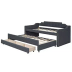 Daybed Imbottito a Una Piazza con Letto Estraibile e 3 Cassetti, Struttura Letto a Giorno in Legno con Contenitore per Camera da Letto