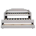Daybed Imbottito a Una Piazza con Letto Estraibile e 3 Cassetti, Struttura Letto a Giorno in Legno con Contenitore per Camera da Letto