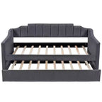 Divano Letto Estraibile Imbottito con Rotelle, Struttura Divano Letto Singolo per Camera da Letto, Nero