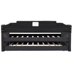 Divano Letto Estraibile Imbottito con Rotelle, Struttura Divano Letto Singolo per Camera da Letto, Nero
