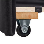 Divano Letto Estraibile Imbottito con Rotelle, Struttura Divano Letto Singolo per Camera da Letto, Nero
