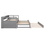 Divano Letto con Due Letti Estraibili e Scaffali, Struttura per Divano Letto in Legno con Design di Ricarica USB e 1 Luce Gratis,