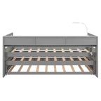 Divano Letto con Due Letti Estraibili e Scaffali, Struttura per Divano Letto in Legno con Design di Ricarica USB e 1 Luce Gratis,