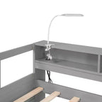 Divano Letto con Due Letti Estraibili e Scaffali, Struttura per Divano Letto in Legno con Design di Ricarica USB e 1 Luce Gratis,
