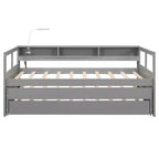 Divano Letto con Due Letti Estraibili e Scaffali, Struttura per Divano Letto in Legno con Design di Ricarica USB e 1 Luce Gratis,