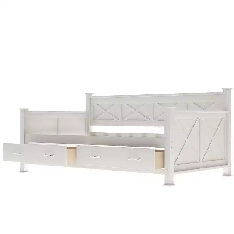 Divano Letto Singolo in Legno con 2 Cassetti Contenitore, Telaio Moderno e Rustico Casual per Camera da Letto, Soggiorno, Camera degli Ospiti