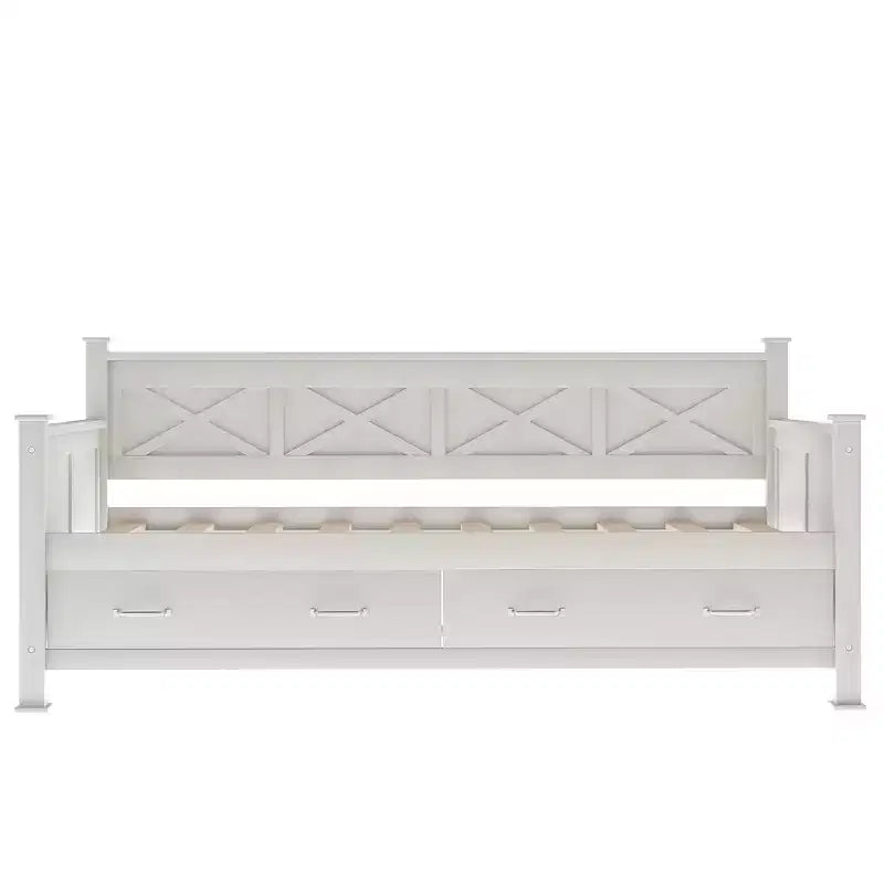 Divano Letto Singolo in Legno con 2 Cassetti Contenitore, Telaio Moderno e Rustico Casual per Camera da Letto, Soggiorno, Camera degli Ospiti