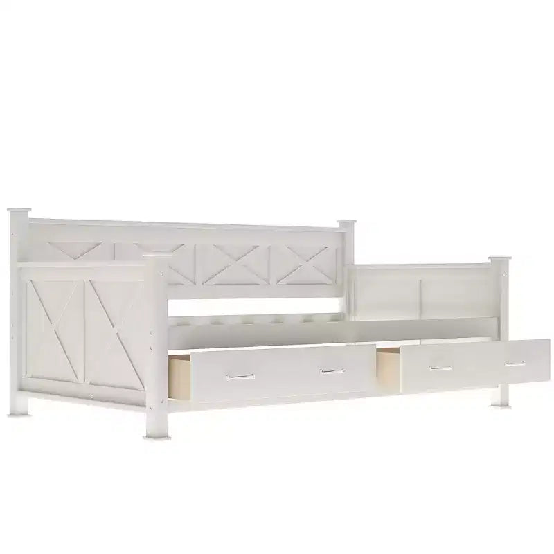 Divano Letto Singolo in Legno con 2 Cassetti Contenitore, Telaio Moderno e Rustico Casual per Camera da Letto, Soggiorno, Camera degli Ospiti