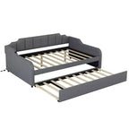 Divano Letto Tappezzato a Grandezza Naturale con Letto Estraibile e Design di Ricarica USB, Letto Estraibile Piatto o Verticale, Grigio