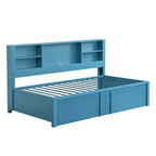 Letto a giorno in metallo singolo con testiera libreria, letto a giorno con letto estraibile e porte USB, letto a giorno Captain's con ripiani portaoggetti