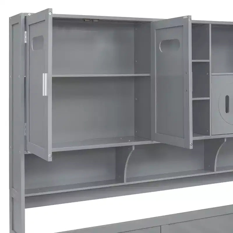 Divano Letto Singolo/Matrimoniale con Libreria e Contenitore, Divano Letto in Legno con 2 Cassetti, Divano Letto in Legno con Mobiletti e Ripiani Contenitori