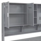 Divano Letto Singolo/Matrimoniale con Libreria e Contenitore, Divano Letto in Legno con 2 Cassetti, Divano Letto in Legno con Mobiletti e Ripiani Contenitori