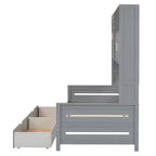 Divano Letto Singolo/Matrimoniale con Libreria e Contenitore, Divano Letto in Legno con 2 Cassetti, Divano Letto in Legno con Mobiletti e Ripiani Contenitori