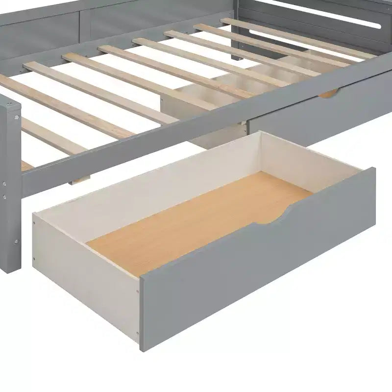 Divano Letto Singolo/Matrimoniale con Libreria e Contenitore, Divano Letto in Legno con 2 Cassetti, Divano Letto in Legno con Mobiletti e Ripiani Contenitori